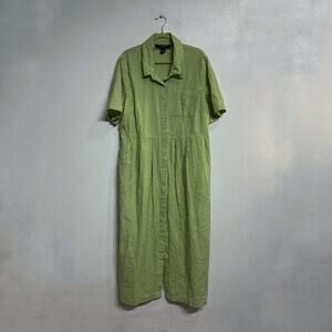 J.G. Hook Green Gingham Button Front Maxi Dress Cottagecore Plus 18W